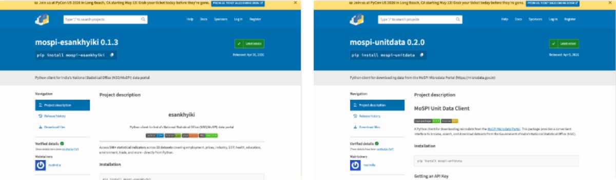 A screen from MoSPI’s open data libraries