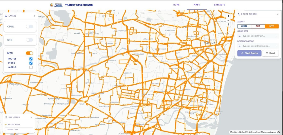 A screen from TransitData Hub